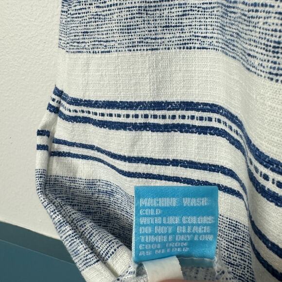 J. McLaughlin XS Navy Striped Tracy Shift Dress A-Line Pockets Cotton - Picture 6 of 7